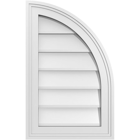 Ekena Millwork Quarter Round Top Right Surface Mount PVC Gable Vent w/ 2"W x 1-1/2"P Brickmould Frame, 14"W x 22"H GVPQR14X2202SN